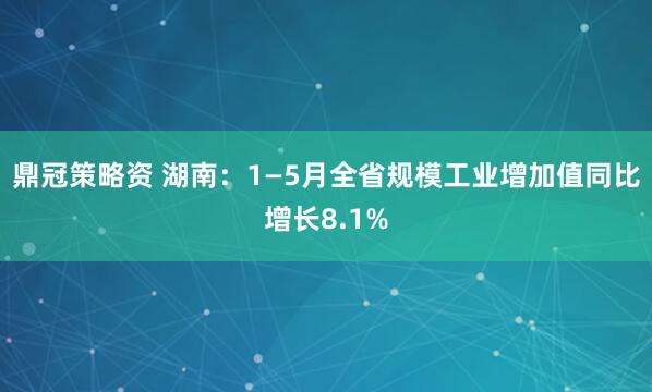 鼎冠策略资 湖南：1—5月全省规模工业增加值同比增长8.1%
