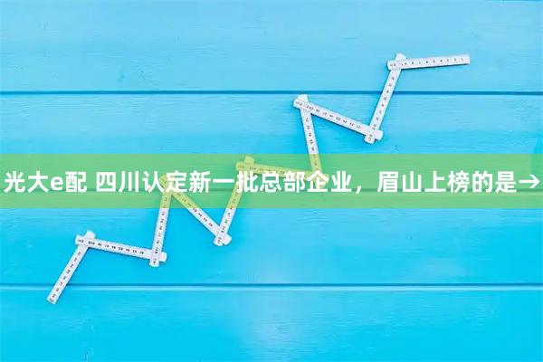光大e配 四川认定新一批总部企业，眉山上榜的是→